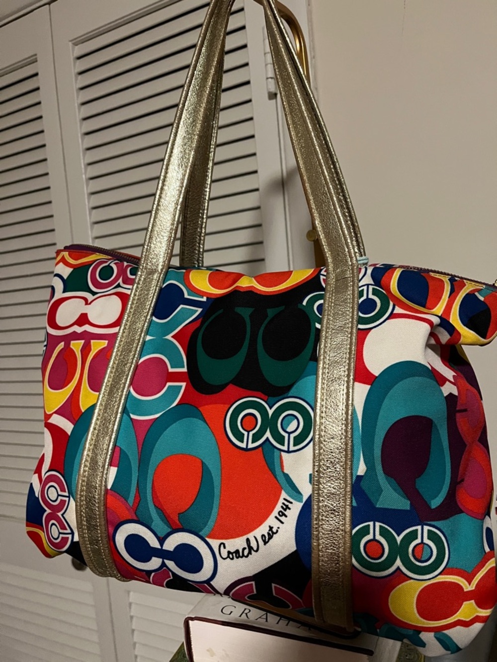 Coach Graffiti Poppy Signature Glam Tote bag. Teal Tassel not included - Picture 6 of 6